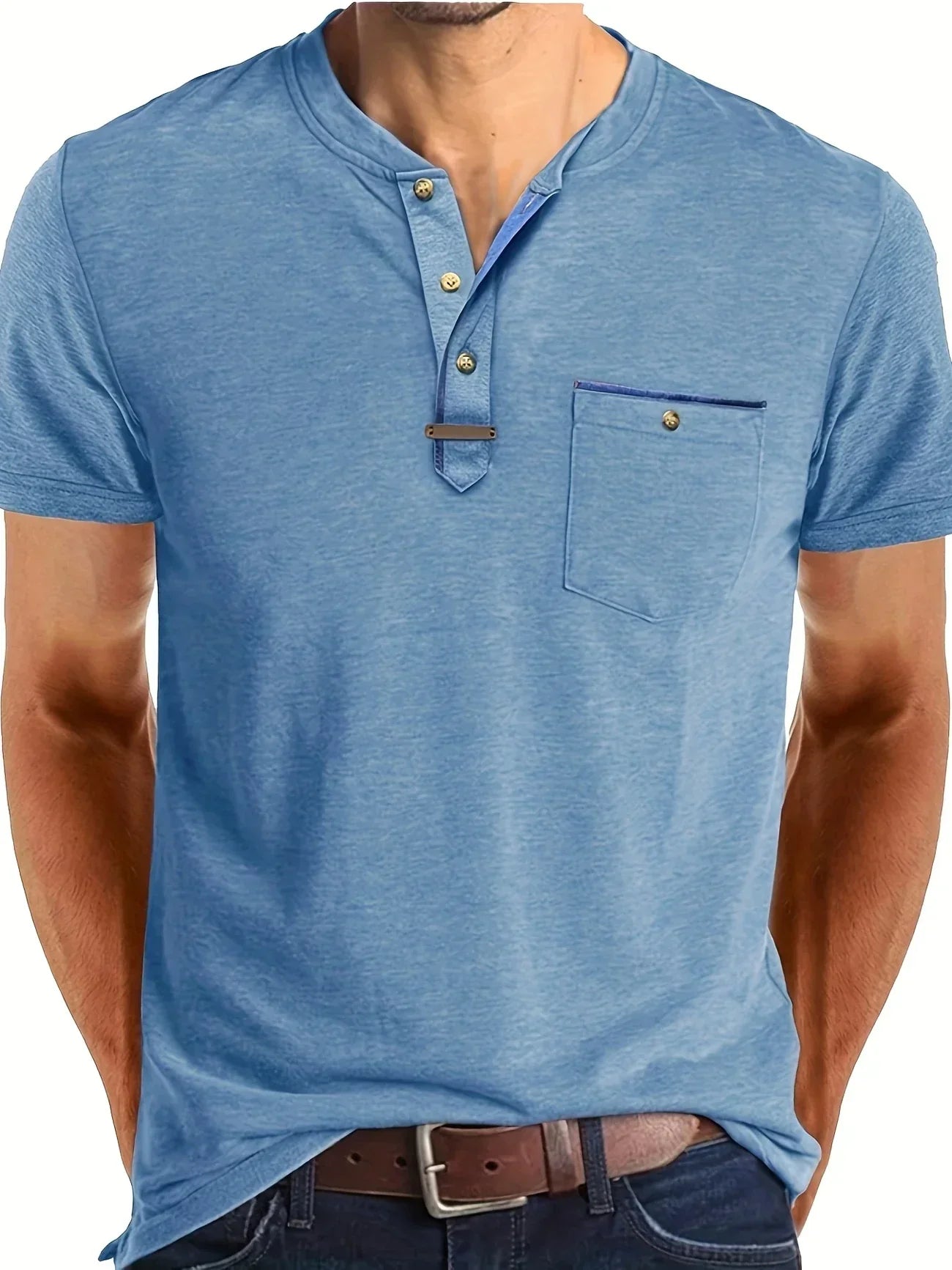 Roel™ | Elegant Ronde Hals T-shirt Met Zak