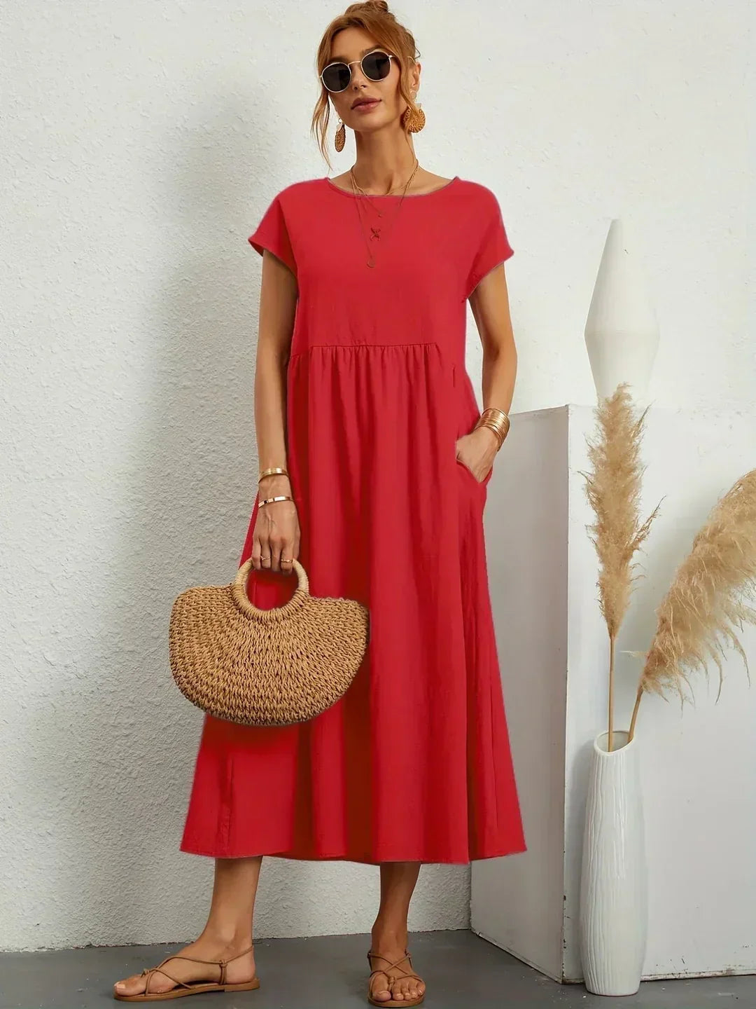 Liyana™|Relaxte Midi Jurk
