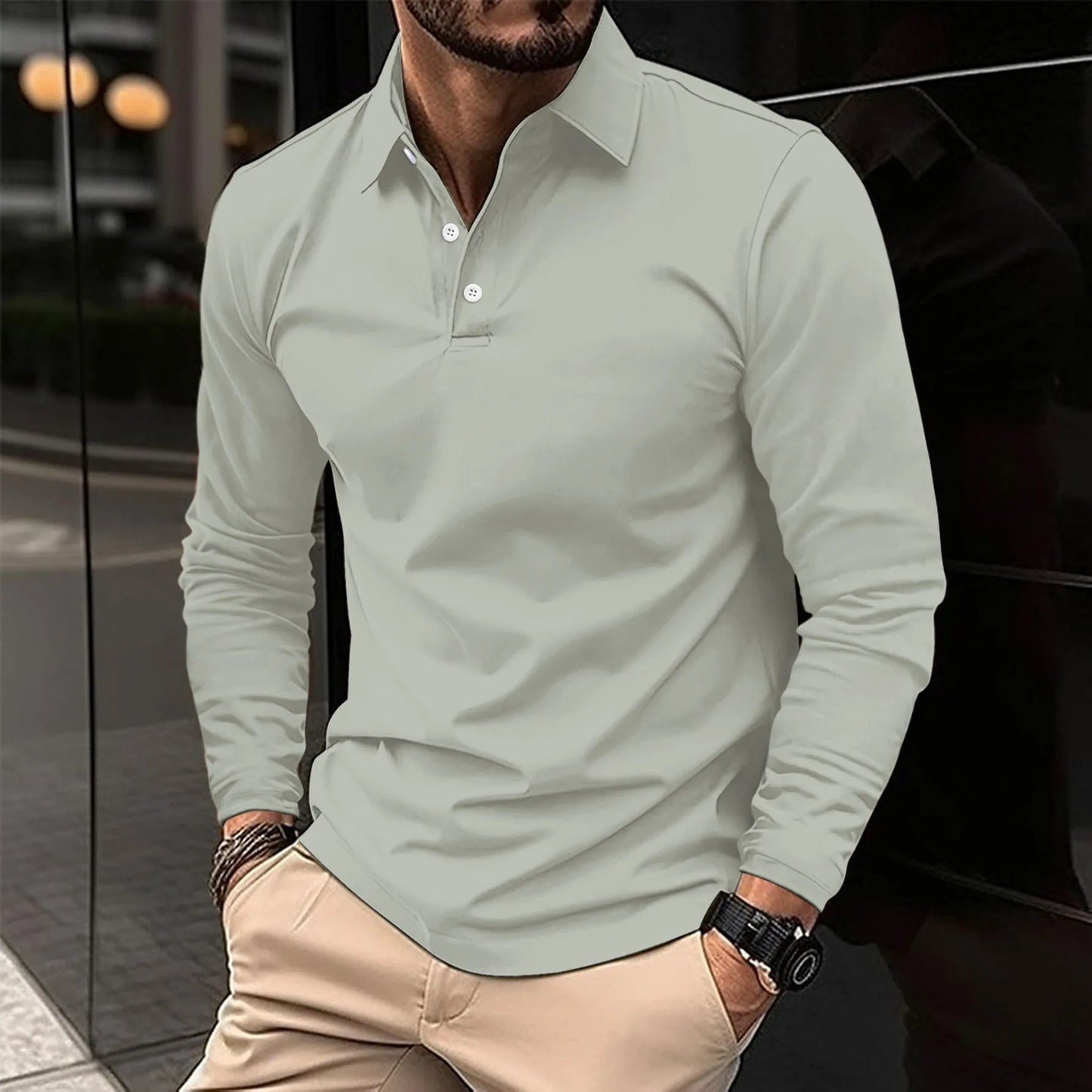 Pieter™|Casual Polo Shirt Met Lange Mouwen