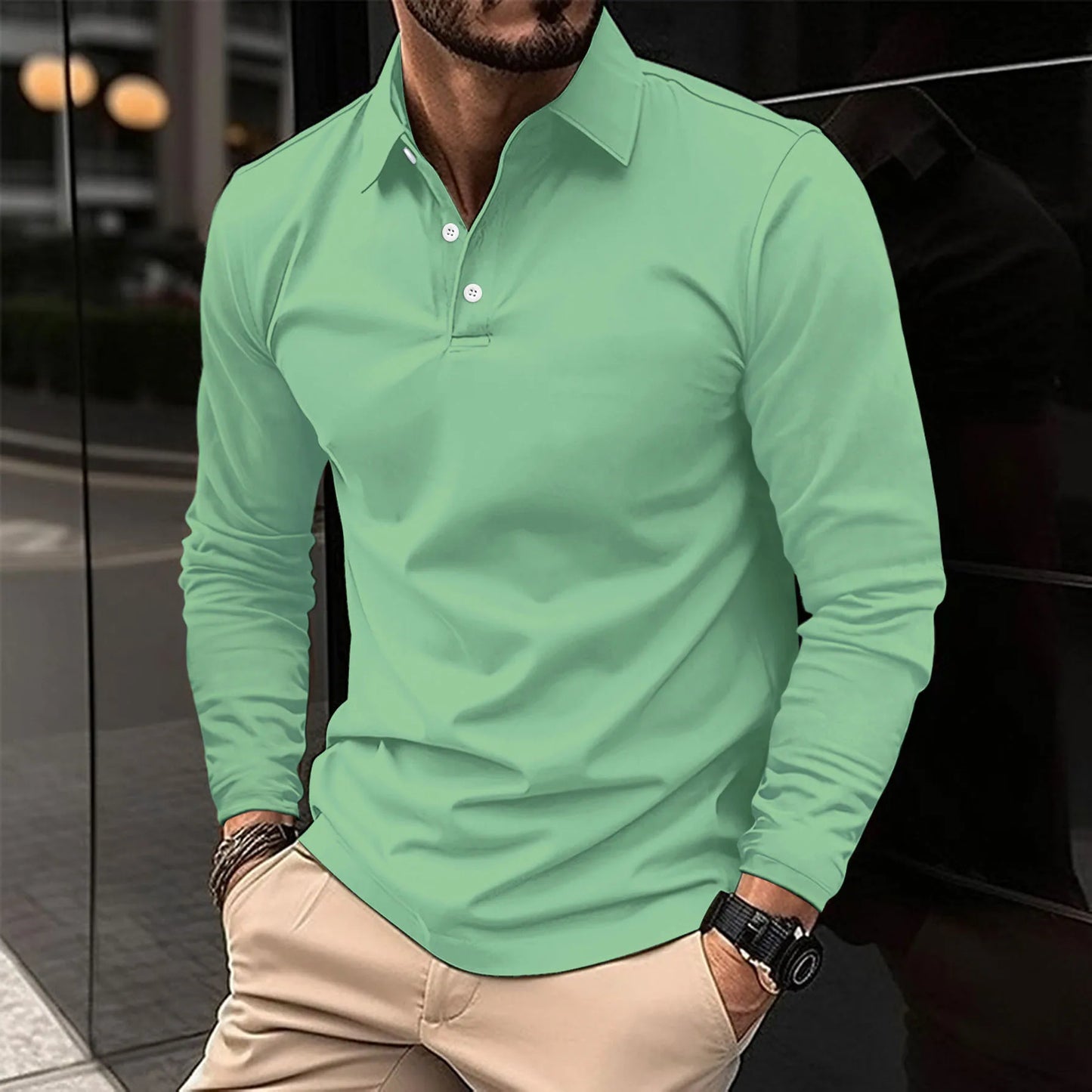Pieter™|Casual Polo Shirt Met Lange Mouwen