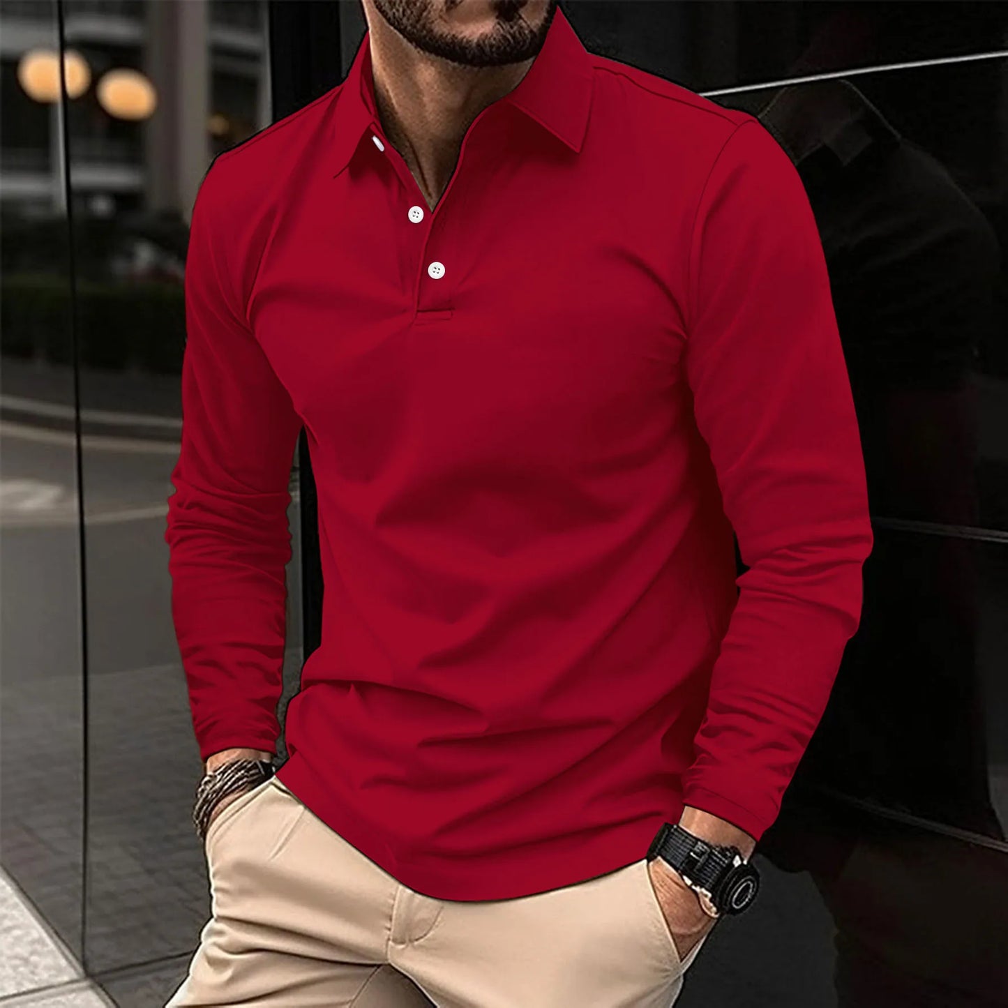 Pieter™|Casual Polo Shirt Met Lange Mouwen