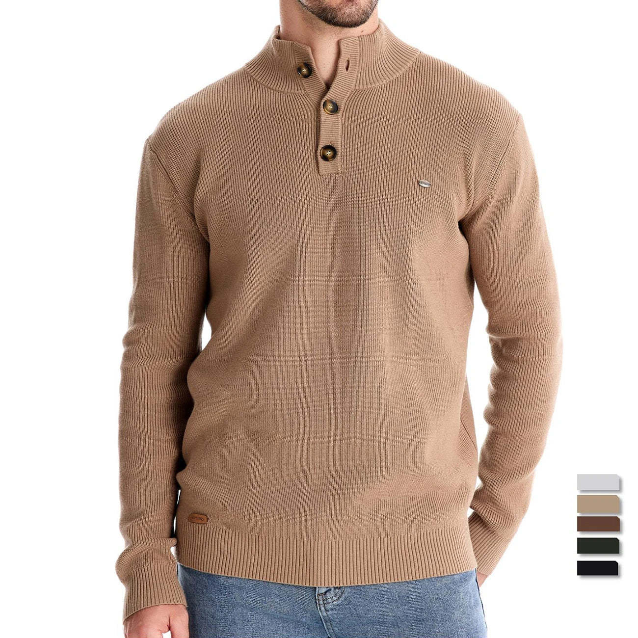 Huberd | Herenpullover met knoopdesign