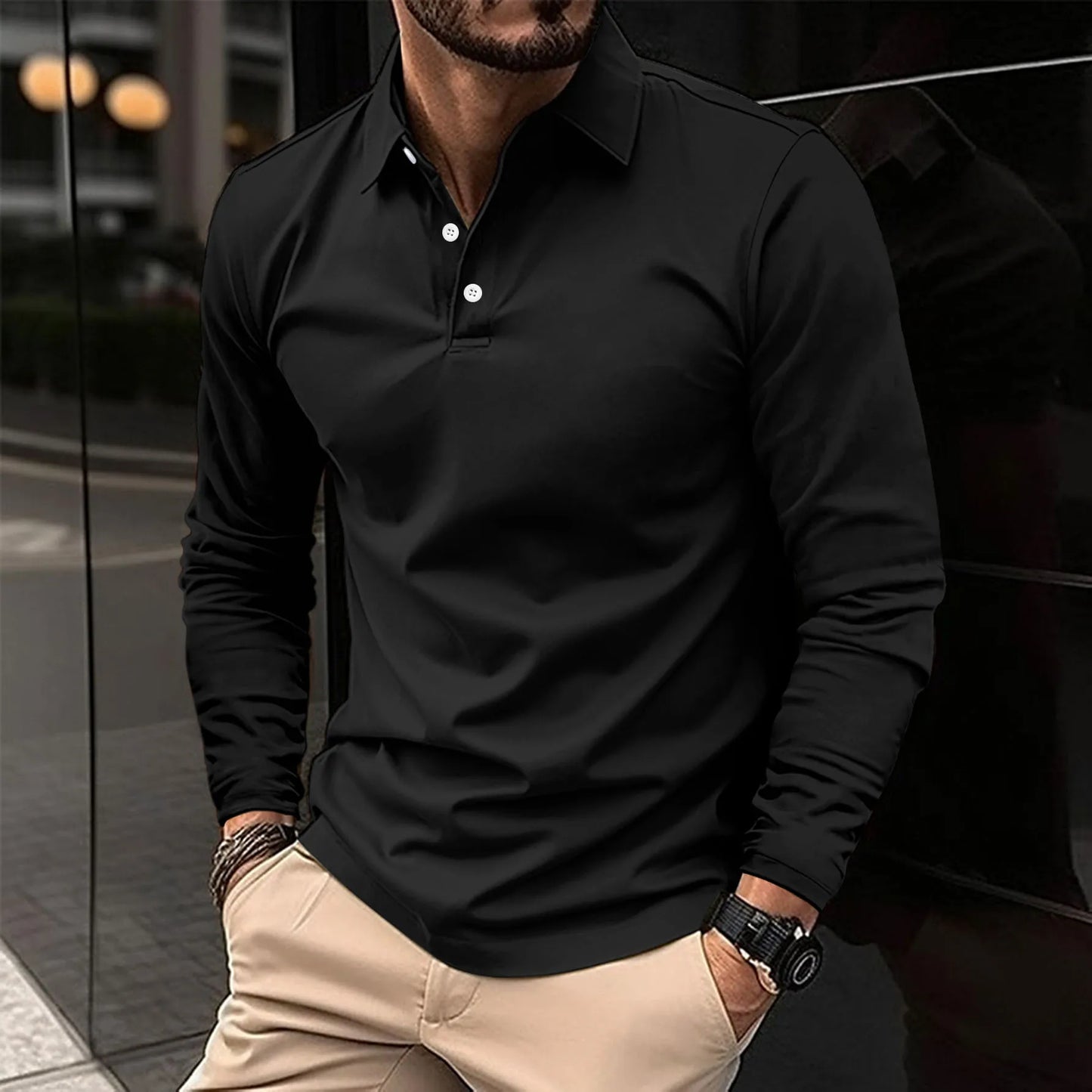 Pieter™|Casual Polo Shirt Met Lange Mouwen