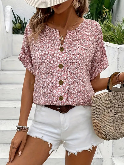 Lieke™ | Bloemen Zomertop met Knopen