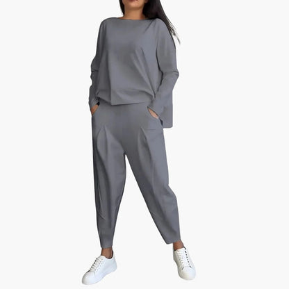 Pien™|Tweedelige set met pullover met ronde kraag en lange mouwen